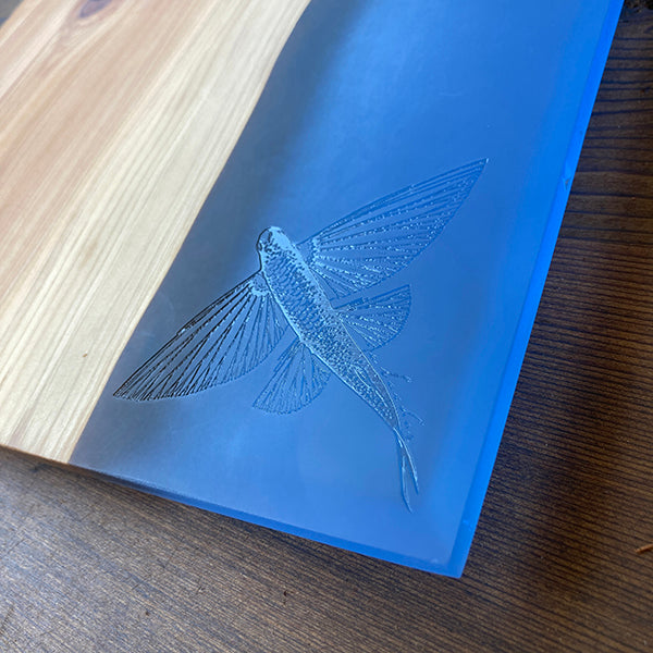 Flyer Engraved Wood and Resin Serving Board 12x12"