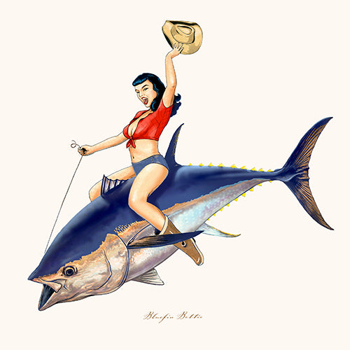 Vintage Pin Up Girl Art “Big Fish Pinups” Fishing Art Colab by Abachar  Studio