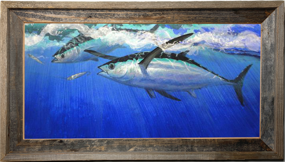 Tuna fish art | Original “Double Albacore on The Meatlines” Painting Print  by Studio Abachar