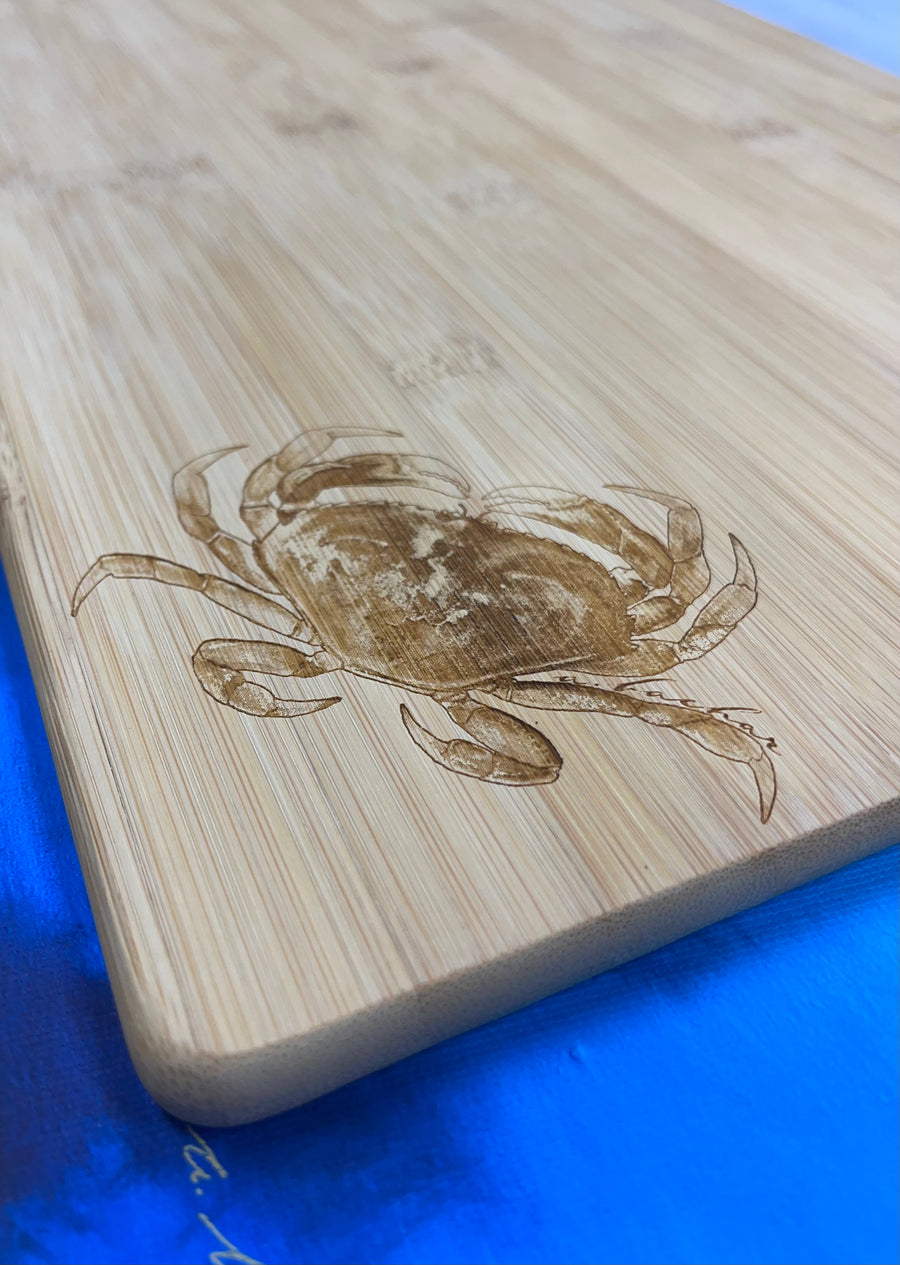 Dungeness Crab Engraved Bamboo Serving Board 11x17"